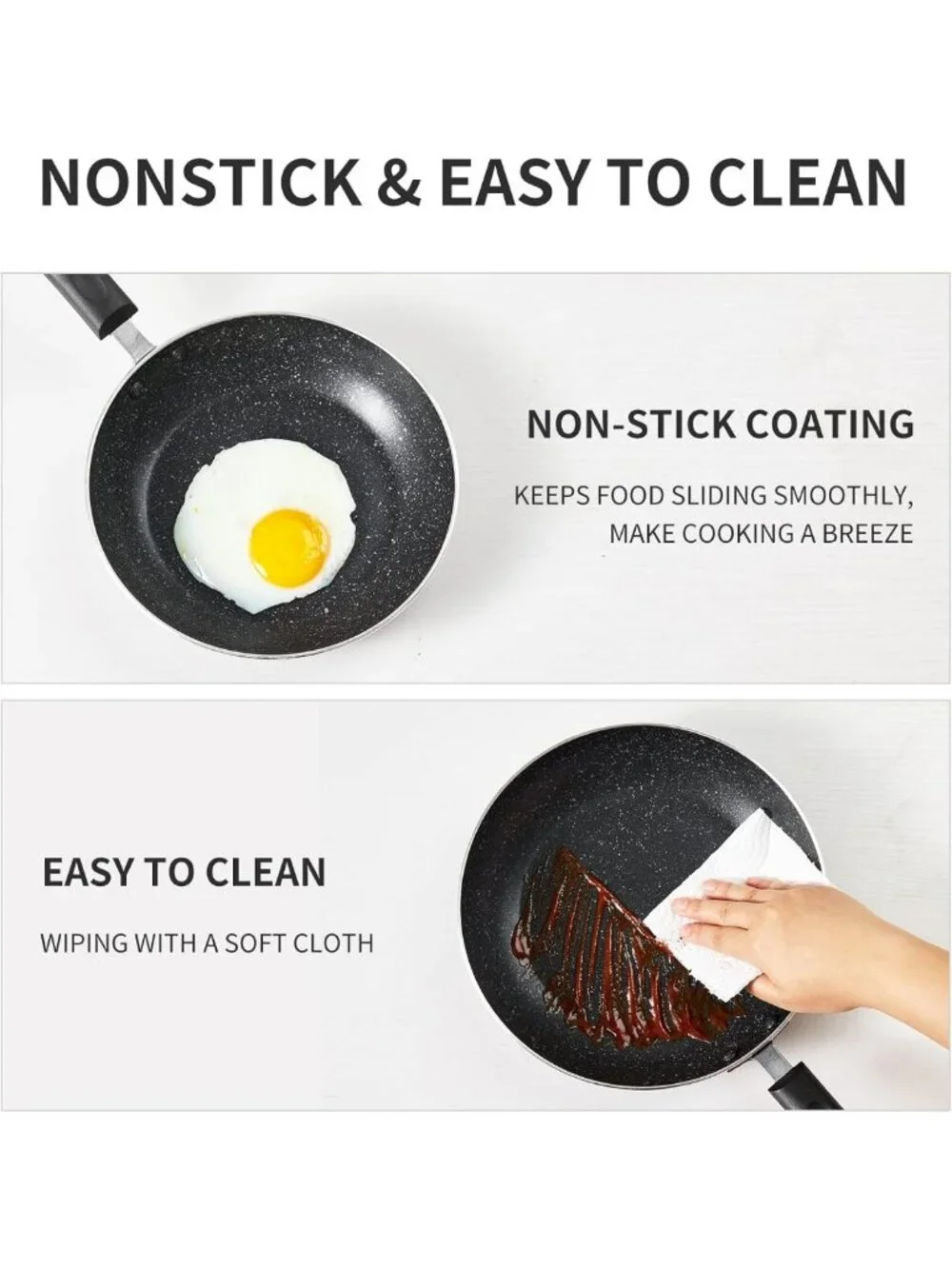 Nonstick Frying Pan Set - 3-Piece Skillet Set for Induction Cooktop, 8